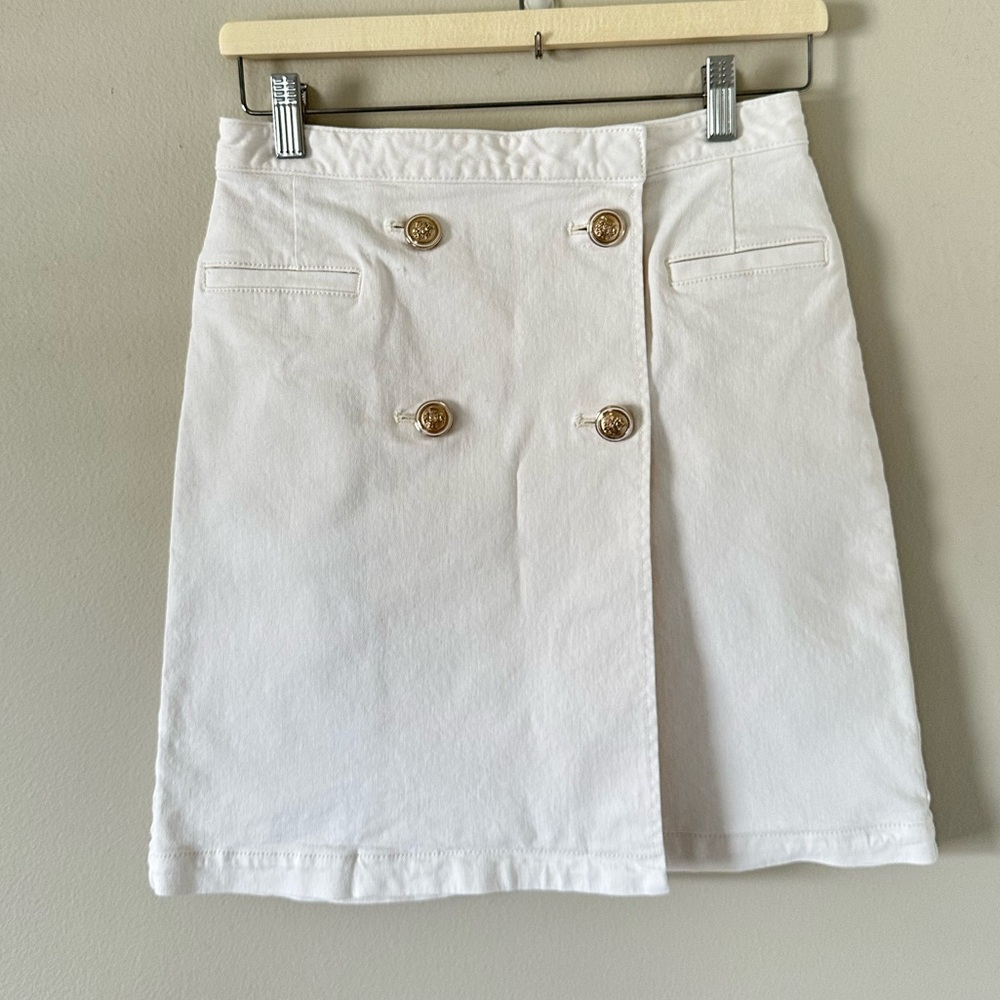 Ann Taylor White Denim Mini Skirt